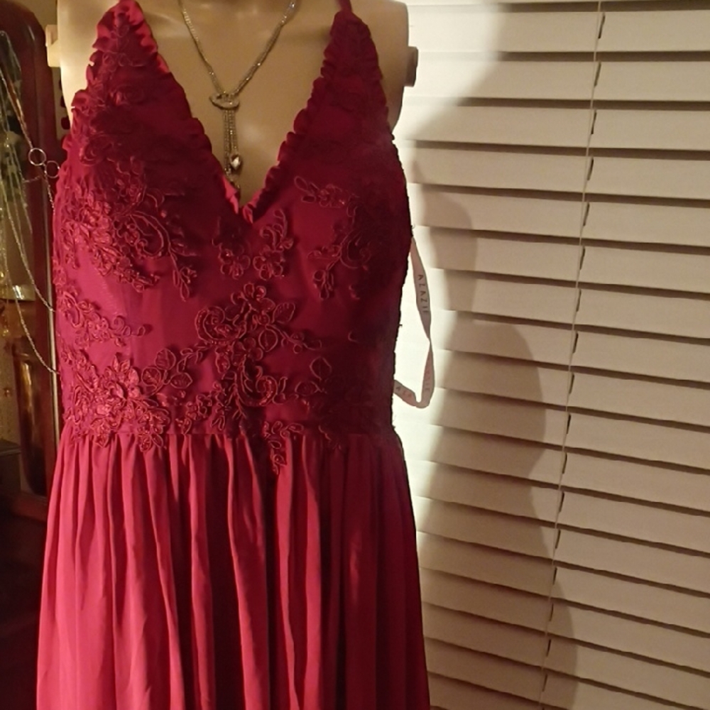 Azazie Strapless Burgundy Dress